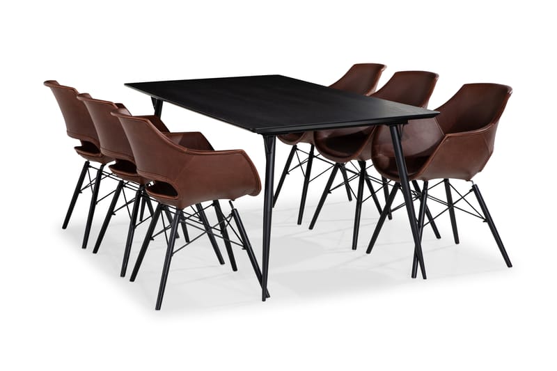 Lilo Spisebord 180 cm med 6 Kairo Spisebordsstole - Spisebordssæt