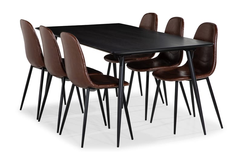 Lilo Spisebord 180 cm med 6 Nibe Spisebordsstole - Spisebordssæt