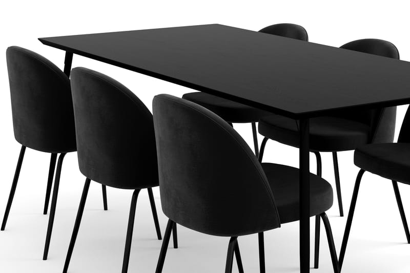 Lilo Spisebord Med 6 stk Felipe Spisebordsstol Velour - Spisebordssæt