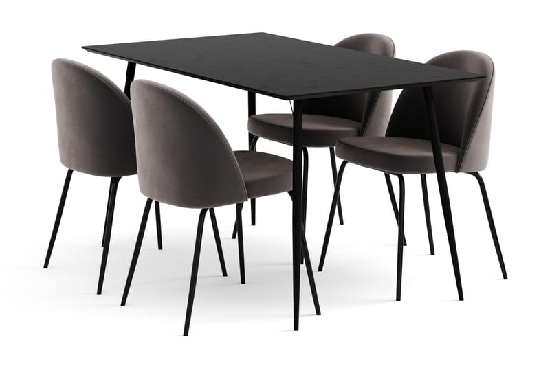 Lilo Spisebordssæt med 4 Felipe Spisebordsstol Velour - Spisebordssæt