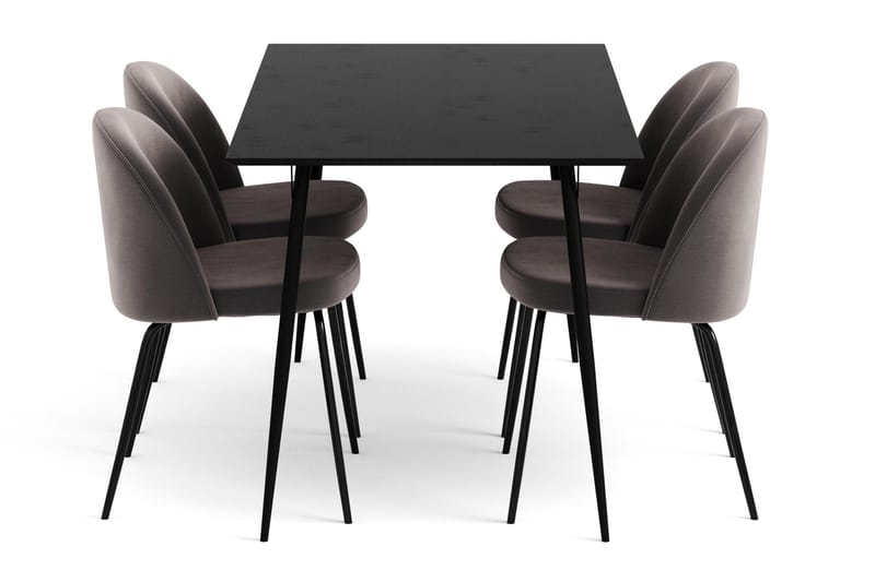 Lilo Spisebordssæt med 4 Felipe Spisebordsstol Velour - Spisebordssæt