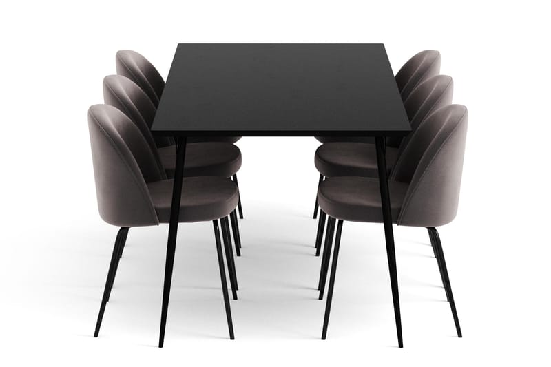 Lilo Spisebordssæt med 6 Felipe Spisebordsstol Velour - Spisebordssæt