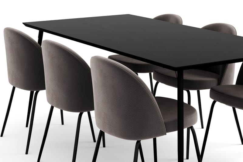 Lilo Spisebordssæt med 6 Felipe Spisebordsstol Velour - Spisebordssæt