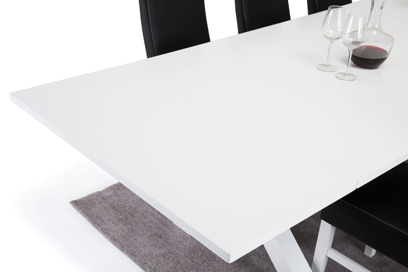 Linnea Spisebordssæt 6 Mazzi Stole - Hvid/Sort - Spisebordssæt