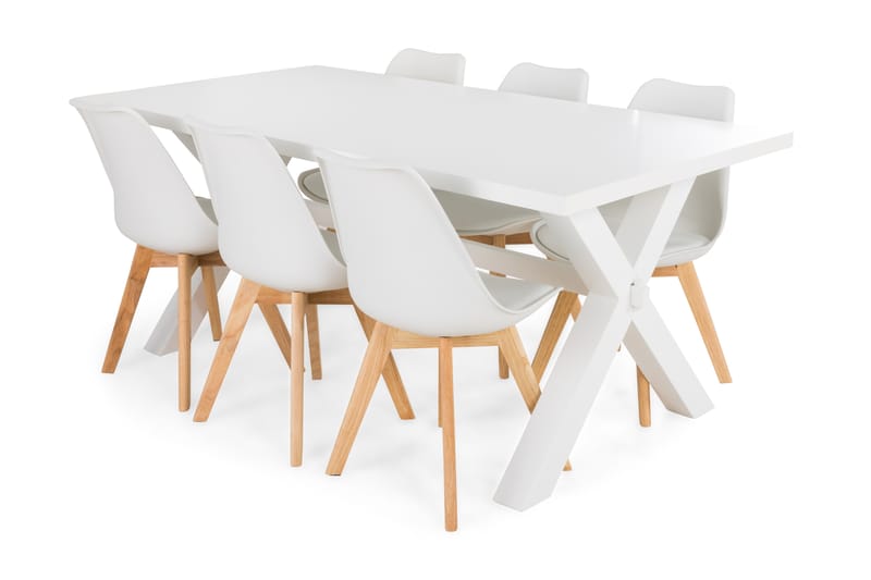 Linnea Spisebordssæt Med 6 stk Stil Stol - Hvid - Spisebordssæt