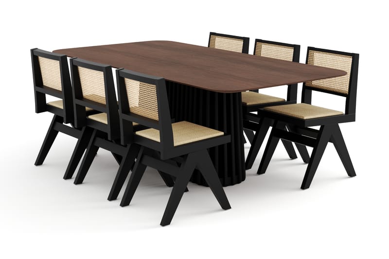 Loura Spisebord 210 cm med 6 Zanndik Spisebordsstole - Brun/Sort - Møbler - Borde - Spisebordssæt