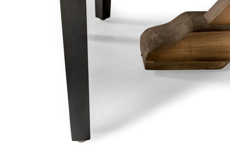 Lyon Rund Spisebordssæt 150 cm med 6 Tuva Stole - Brun Vintage Elm / Sort PU - Møbler - Borde - Spisebordssæt