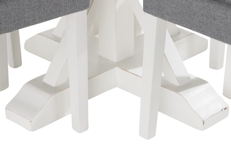 Lyon Spisebord 120 cm Rund med 4 Brunnevik Spisebordsstol - Brun/Hvid - Spisebordssæt