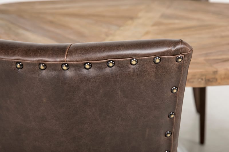 Lyon Spisebordssæt Ø150 cm Rund med 4 stk Tuva Stole - Vintage Natur/Hvid/Brun - Møbler - Borde - Spisebordssæt