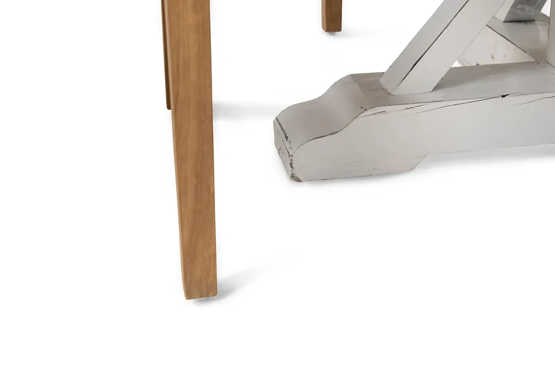 Lyon Spisebordssæt Ø150 cm Rund med 4 stk Viktoria Stole - Vintage Natur/Hvid/Beige - Møbler - Borde - Spisebordssæt