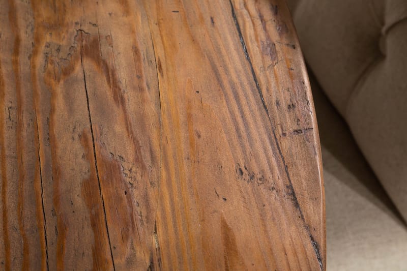 Lyon Spisebordssæt Ø150 cm Rund med 6 stk Jenny Stole - Vintage Elmetræ/Beige - Spisebordssæt