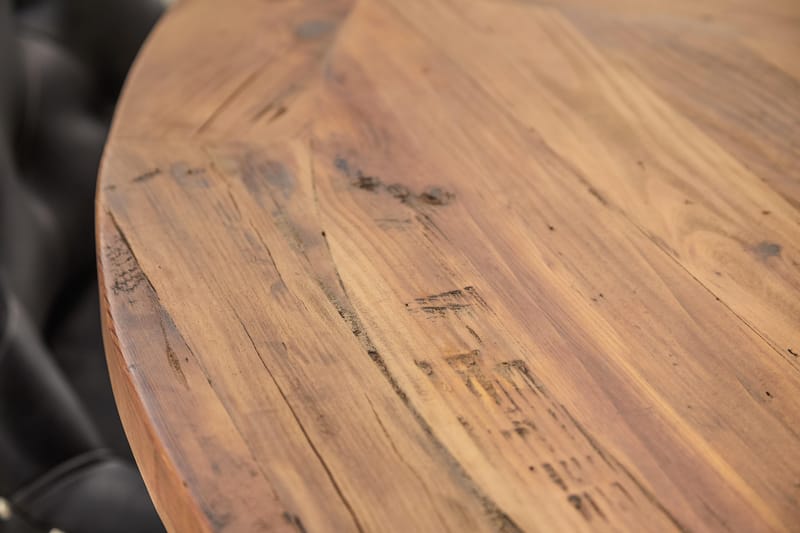 Lyon Spisebordssæt Ø150 cm Rund med 6 stk Tuva Stole - Vintage Elmetræ/Sort - Spisebordssæt