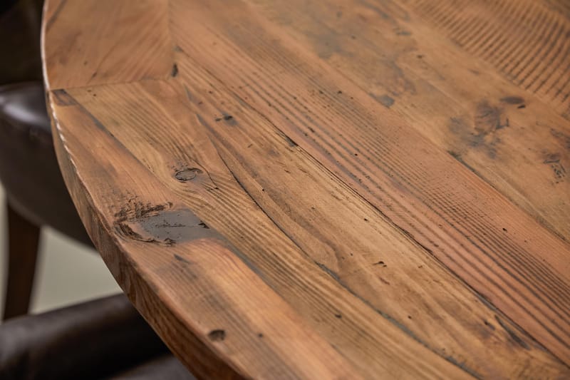 Lyon Spisebordssæt Ø150 cm Rund med 6 stk Tuva Stole - Vintage Natur/Hvid/Brun - Møbler - Borde - Spisebordssæt