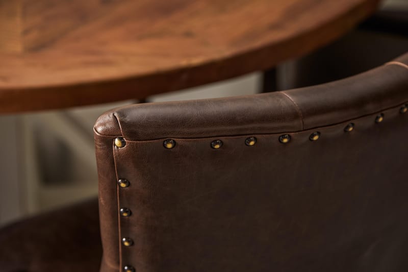 Lyon Spisebordssæt Ø150 cm Rund med 6 stk Tuva Stole - Vintage Natur/Hvid/Brun - Møbler - Borde - Spisebordssæt