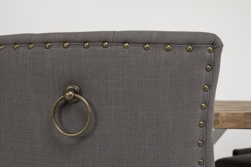 Lyon Spisebordssæt Ø150 cm Rund med 6 stk Viktoria Stole - Vintage Natur/Hvid/Grå - Møbler - Borde - Spisebordssæt
