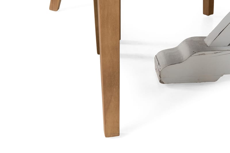 Lyon Spisebordssæt Ø150 cm Rund med 6 stk Viktoria Stole - Vintage Natur/Hvid/Grå - Møbler - Borde - Spisebordssæt
