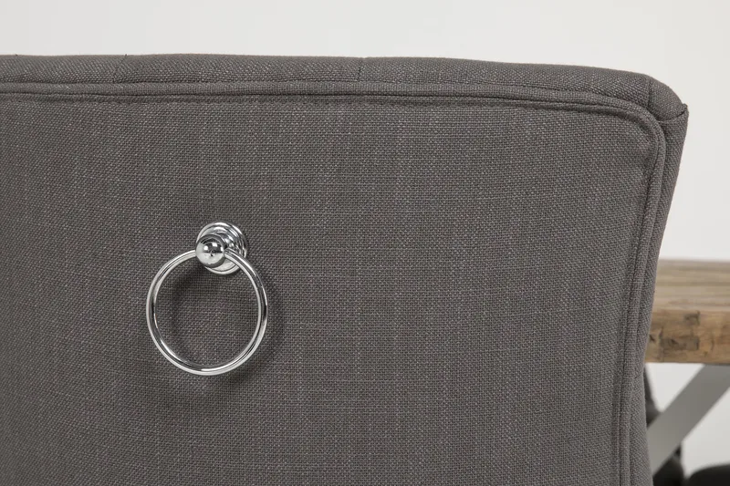 Lyon Spisebordssæt Ø150 cm Rund med 6 stk Viktoria Stole - Vintage Natur/Hvid/Grå - Møbler - Borde - Spisebordssæt