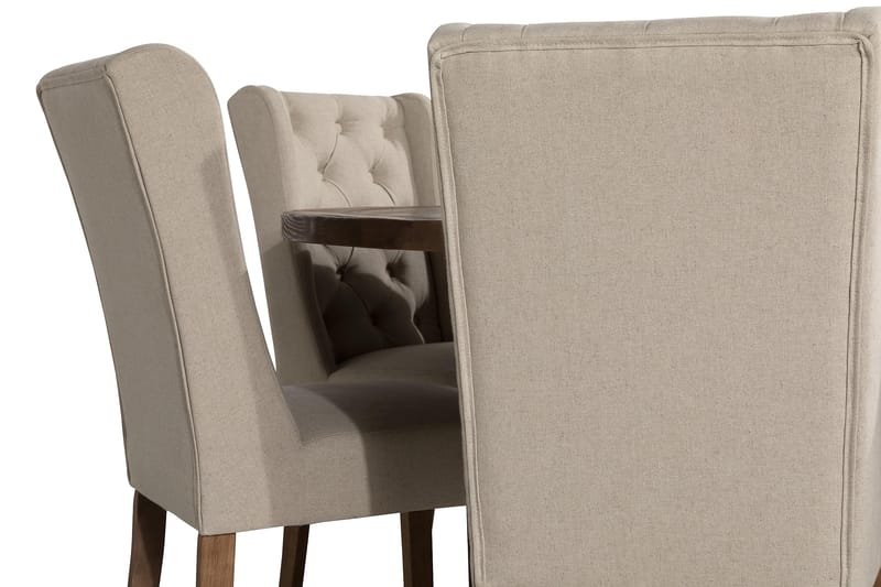 Lyon Spisebordssæt 150 cm Rund med 6 Irma Stole - Vintage Elm/Beige - Møbler - Borde - Spisebordssæt