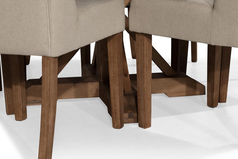 Lyon Spisebordssæt 150 cm Rund med 6 Irma Stole - Vintage Elm/Beige - Møbler - Borde - Spisebordssæt