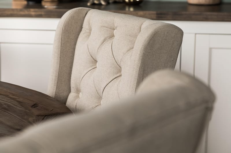 Lyon Spisebordssæt 150 cm Rund med 6 Irma Stole - Vintage Elm/Beige - Møbler - Borde - Spisebordssæt