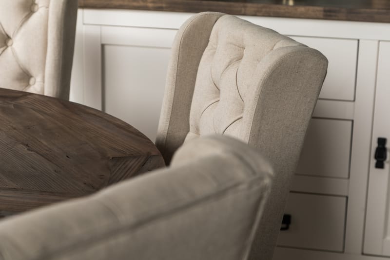 Lyon Spisebordssæt 150 cm Rund med 6 Irma Stole - Vintage Elm/Beige - Møbler - Borde - Spisebordssæt