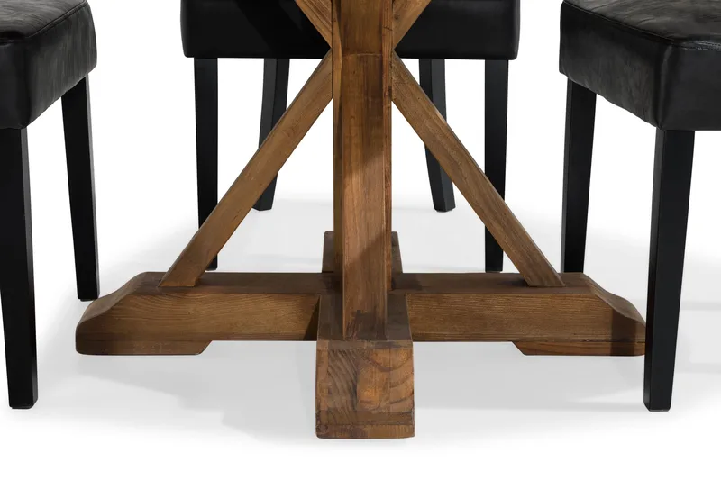 Lyon Spisebordssæt Rund med 4 st Tuva Lænestol Konstläder - Træ/Sort PU - Møbler - Borde - Spisebordssæt