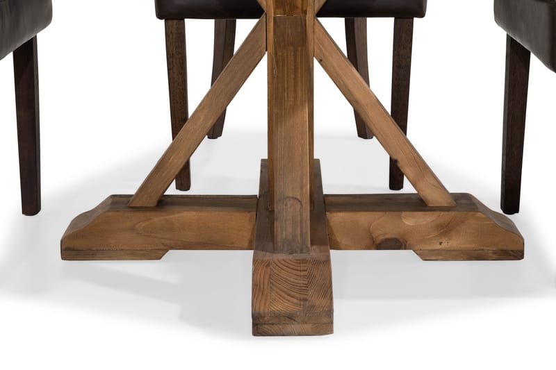 Lyon Spisebordssæt Rund med 4 st Tuva Lænestol Konstläder - Træ/Sort PU - Møbler - Borde - Spisebordssæt