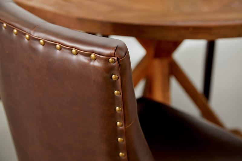 Lyon Spisebordssæt Rund med 4 st Tuva Lænestol Konstläder - Træ/Sort PU - Møbler - Borde - Spisebordssæt