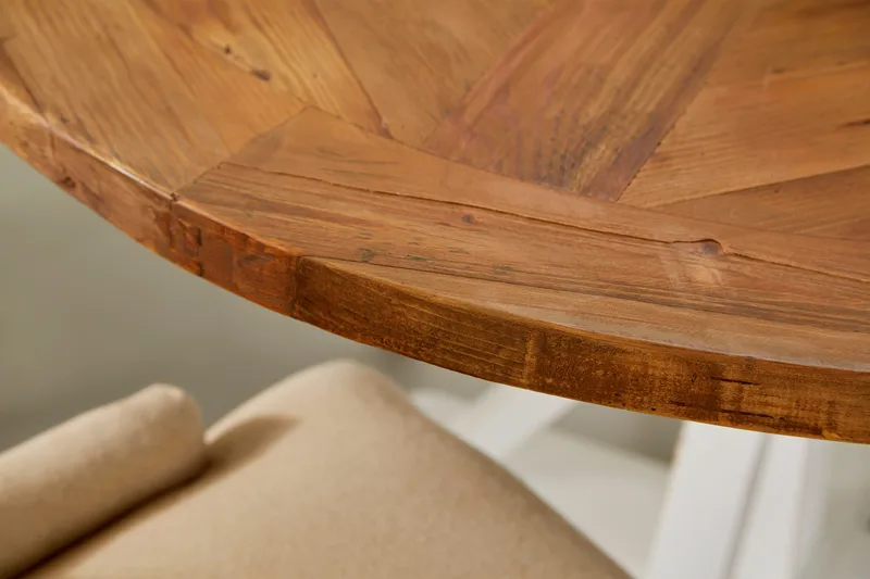 Lyon Spisebordssæt Rund med 4 st Viktoria Lænestol - Træ/Hvid/Beige - Møbler - Borde - Spisebordssæt