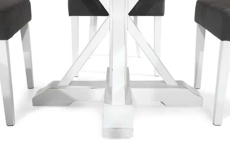 Lyon Spisebordssæt Rund med 4 st Viktoria Lænestol - Træ/Hvid/Grå - Møbler - Borde - Spisebordssæt