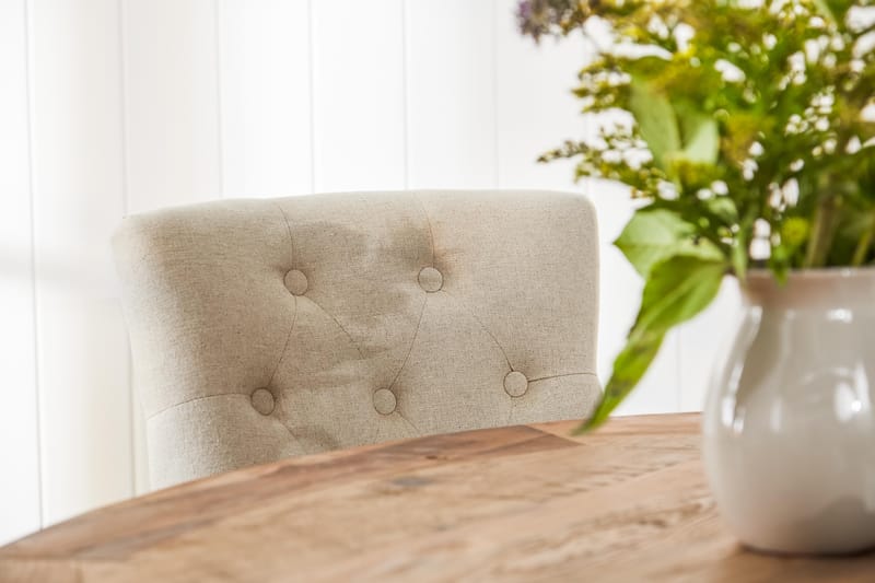 Lyon Spisegruppe Ø150 cm Rund med 4 Viktoria Stole - Vintage Elm / Beige - Møbler - Borde - Spisebordssæt