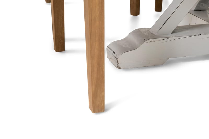 Lyon Spisegruppe Ø150 cm Rund med 6 Viktoria Stole - Vintage Natur / Hvid / Beige - Møbler - Borde - Spisebordssæt