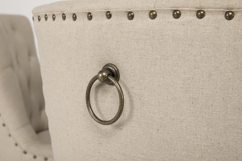 Lyon Spisegruppe Ø150 cm Rund med 6 Viktoria Stole - Vintage Natur / Hvid / Beige - Møbler - Borde - Spisebordssæt