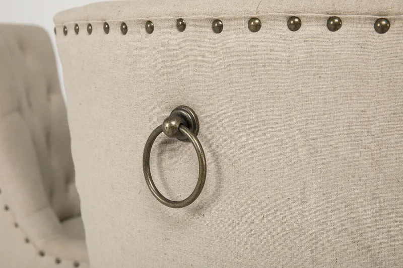 Lyon Spisegruppe Ø150 cm Rund med 6 Viktoria Stole - Vintage Natur / Hvid / Beige - Møbler - Borde - Spisebordssæt