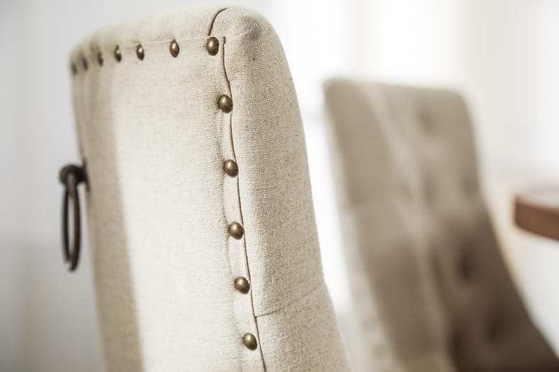 Lyon Spisegruppe Ø150 cm Rund med 6 Viktoria Stole - Vintage Natur / Hvid / Beige - Møbler - Borde - Spisebordssæt