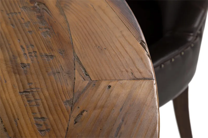 Lyon Spisegruppe 150 cm Rundt Mørkt Træ med 6 Tuva Stole - Vintage Elm / Brun PU - Møbler - Borde - Spisebordssæt