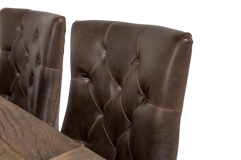 Lyon Spisegruppe 200 + 6 Stole Udtrækkeligt spisebord - Natur / Brun - Møbler - Borde - Spisebordssæt