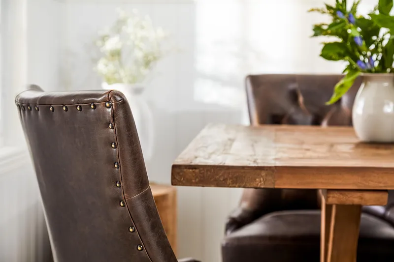 Lyon Spisegruppe 200 + 6 Stole Udtrækkeligt spisebord - Natur / Brun - Møbler - Borde - Spisebordssæt