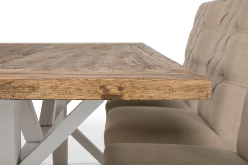 Lyon Udvideligt Spisebordssæt 200 cm med 6 Jenny Stol - Natur/Hvid/Beige - Spisebordssæt
