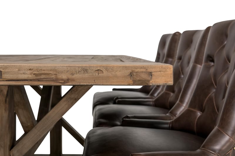 Lyon Udvideligt Spisebordssæt 200 cm med 6 Tuva Stol - Natur/Brun - Spisebordssæt