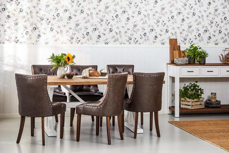 Lyon Udvideligt Spisebordssæt 200 cm med 6 Tuva Stol - Natur/Hvid/Brun - Møbler - Borde - Spisebordssæt