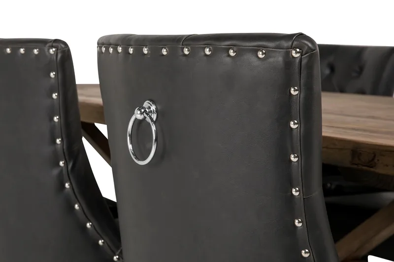 Lyon Udvideligt Spisebordssæt 200 cm med 6 Tuva Stol - Natur/Sort - Møbler - Borde - Spisebordssæt