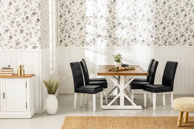 Lyon Udvideligt Spisebordssæt 200 cm med 6 Viktor Stol - Natur/Hvid/Sort - Møbler - Borde - Spisebordssæt