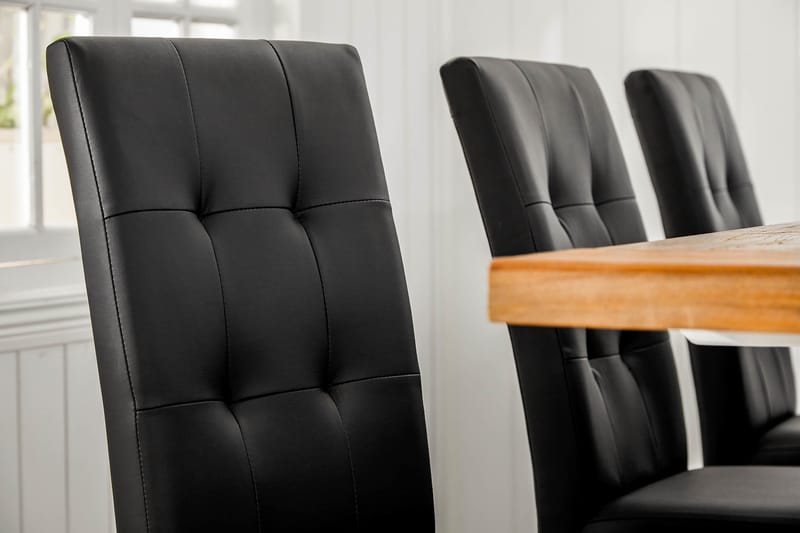 Lyon Udvideligt Spisebordssæt 200 cm med 6 Viktor Stol - Natur/Hvid/Sort - Møbler - Borde - Spisebordssæt