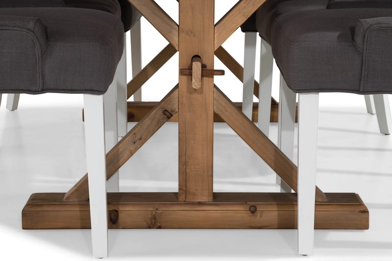 Lyon Udvideligt Spisebordssæt 200 cm med 6 Viktoria Stol - Natur/Grå/Hvid - Møbler - Borde - Spisebordssæt