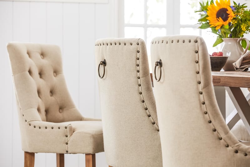 Lyon Udvideligt Spisebordssæt 200 cm med 6 Viktoria Stol - Natur/Hvid/Beige - Møbler - Borde - Spisebordssæt