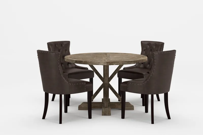 Lyon Premium Udtrækkeligt Spisegruppe 120-160 cm + 4 Tuva St, Mørkebrun/Brun