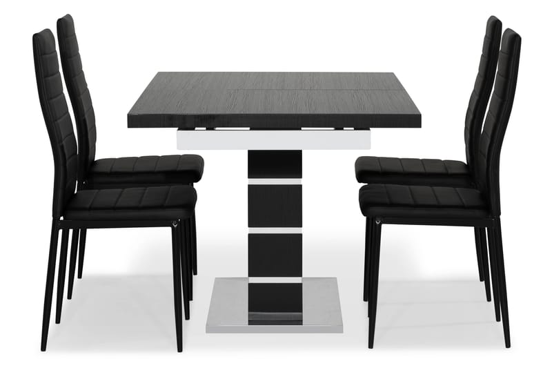 Macahan Spisebordssæt med 4 Ted Stole - Sort/Hvid - Spisebordssæt