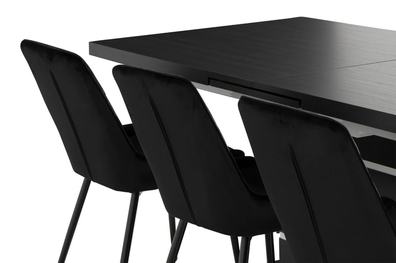 Macahan Udvideligt Spisebordssæt 180 cm + 6 Hennebyn Stol - Sort - Spisebordssæt