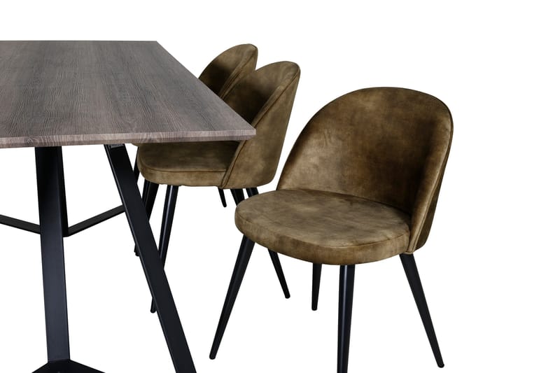 Malvina Spisebordssæt 180 cm inkl 6 Sedavi Stole - Grå/Sort/Messing - Møbler - Borde - Spisebordssæt